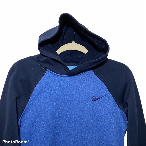 NIKE Therma Fit Blue color block Fleece Hoodie M - Picture 2 of 10